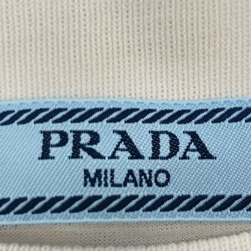 Prada 135664 S181 White And Green Graphic Print Short Sleeve Cut And Sewn S