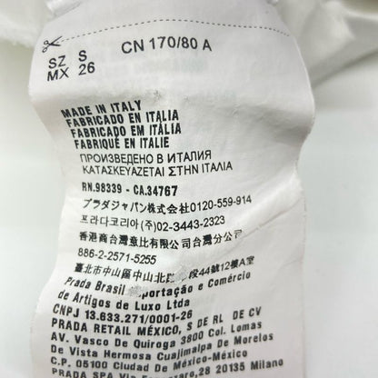 Prada 135664 S181 White And Green Graphic Print Short Sleeve Cut And Sewn S