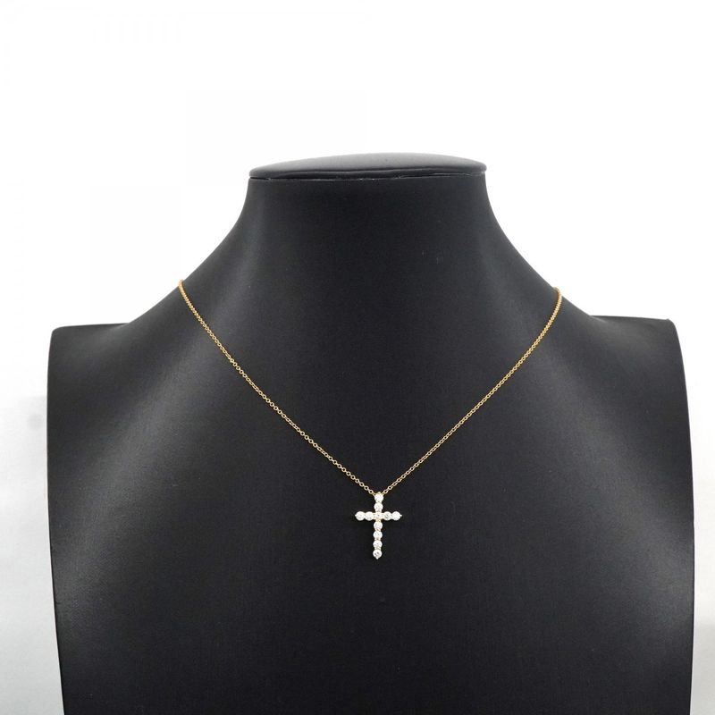 Tiffany & Co Necklace Cross 11PD 18K Yellow Gold Yellow Gold Diamond Ladies