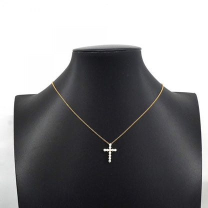 Tiffany & Co Necklace Cross 11PD 18K Yellow Gold Yellow Gold Diamond Ladies