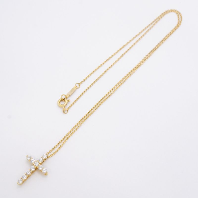 Tiffany & Co Necklace Cross 11PD 18K Yellow Gold Yellow Gold Diamond Ladies