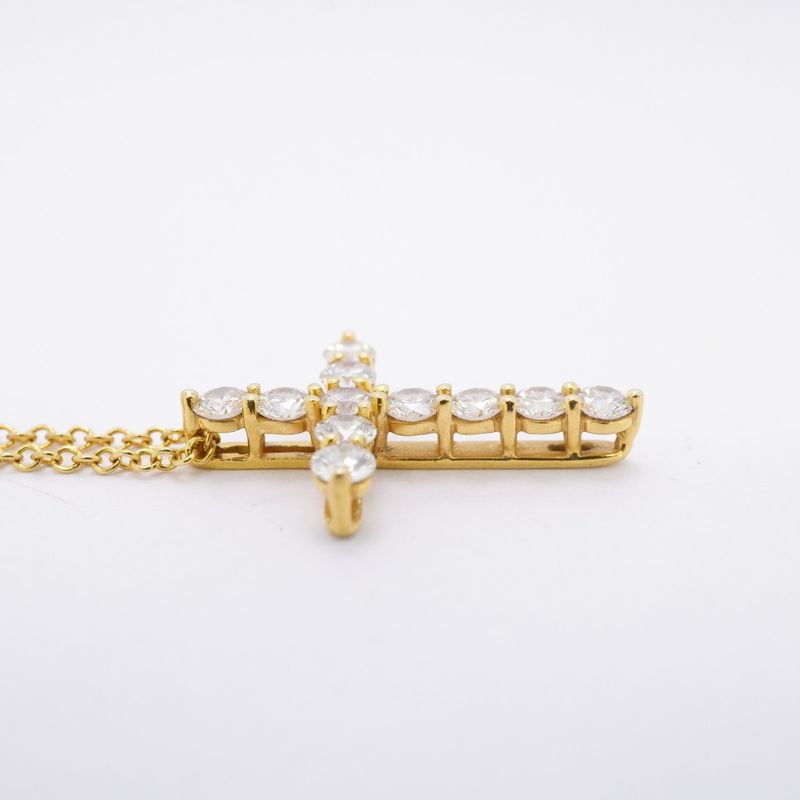 Tiffany & Co Necklace Cross 11PD 18K Yellow Gold Yellow Gold Diamond Ladies