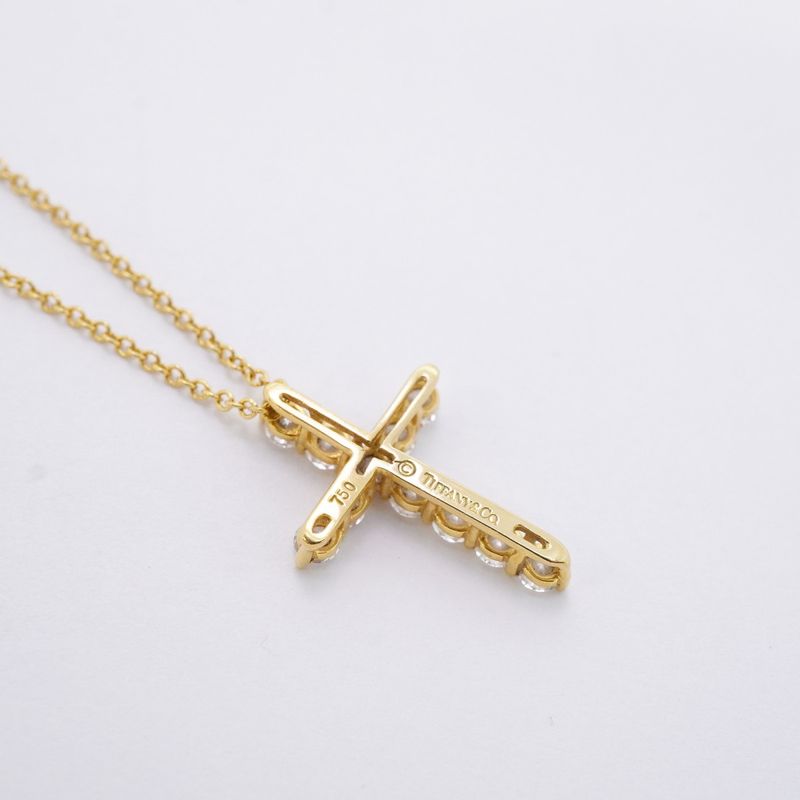 Tiffany & Co Necklace Cross 11PD 18K Yellow Gold Yellow Gold Diamond Ladies