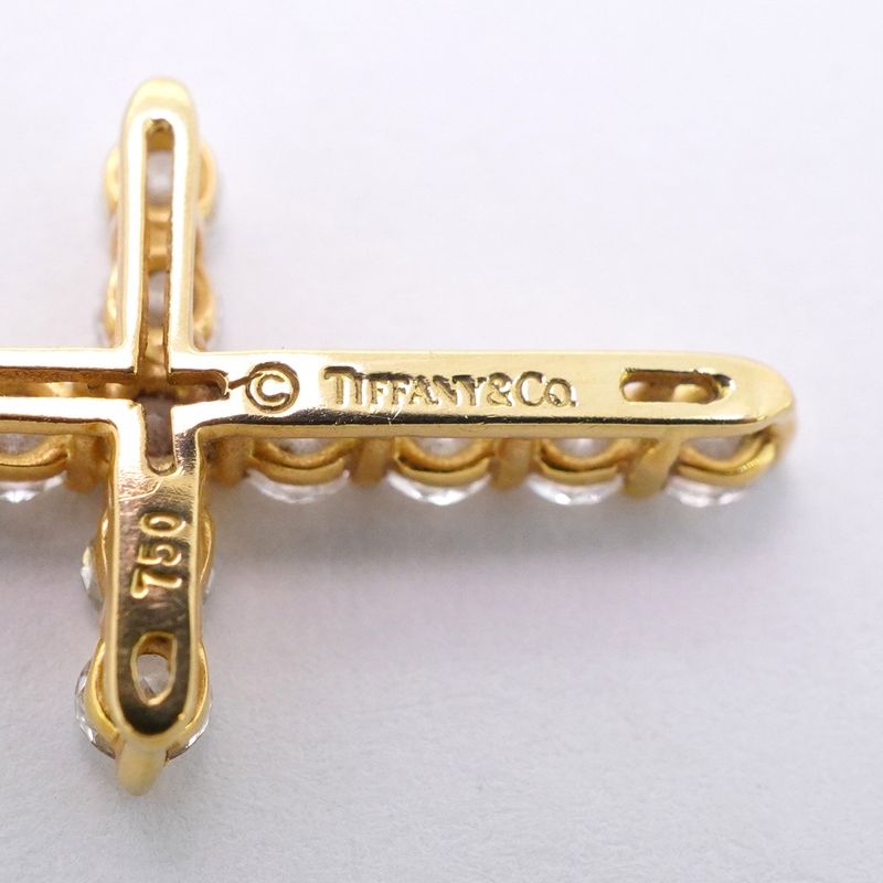 Tiffany & Co Necklace Cross 11PD 18K Yellow Gold Yellow Gold Diamond Ladies