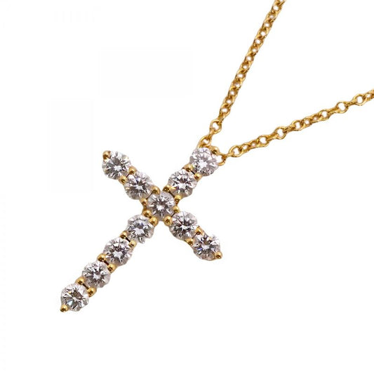 Tiffany & Co Necklace Cross 11PD 18K Yellow Gold Yellow Gold Diamond Ladies