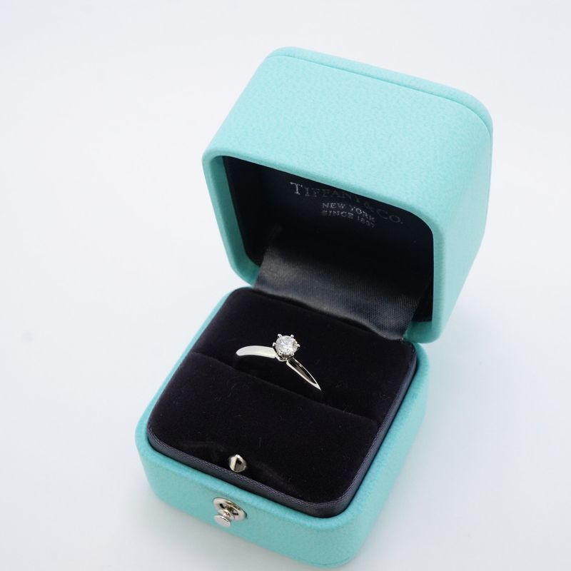 Tiffany & Co Ring Solitaire 1PD Pt950 Platinum Diamond 025ct 11 Ladies