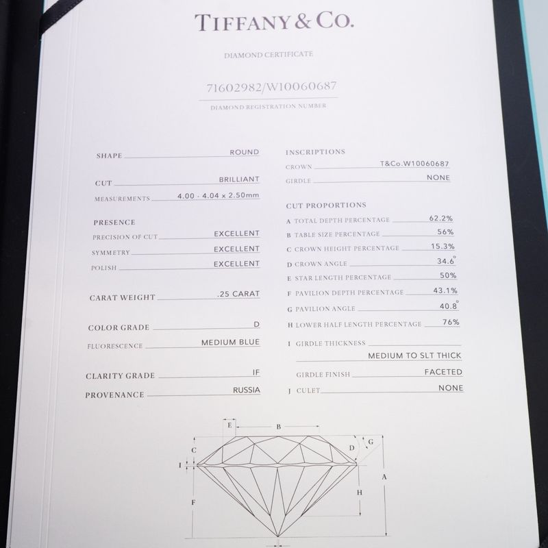 Tiffany & Co Ring Solitaire 1PD Pt950 Platinum Diamond 025ct 11 Ladies