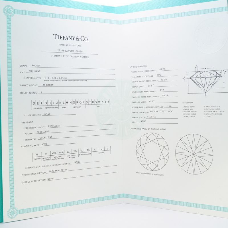 Tiffany & Co Necklace Solitaire 1PD Pt950 Platinum Diamond 026ct Ladies