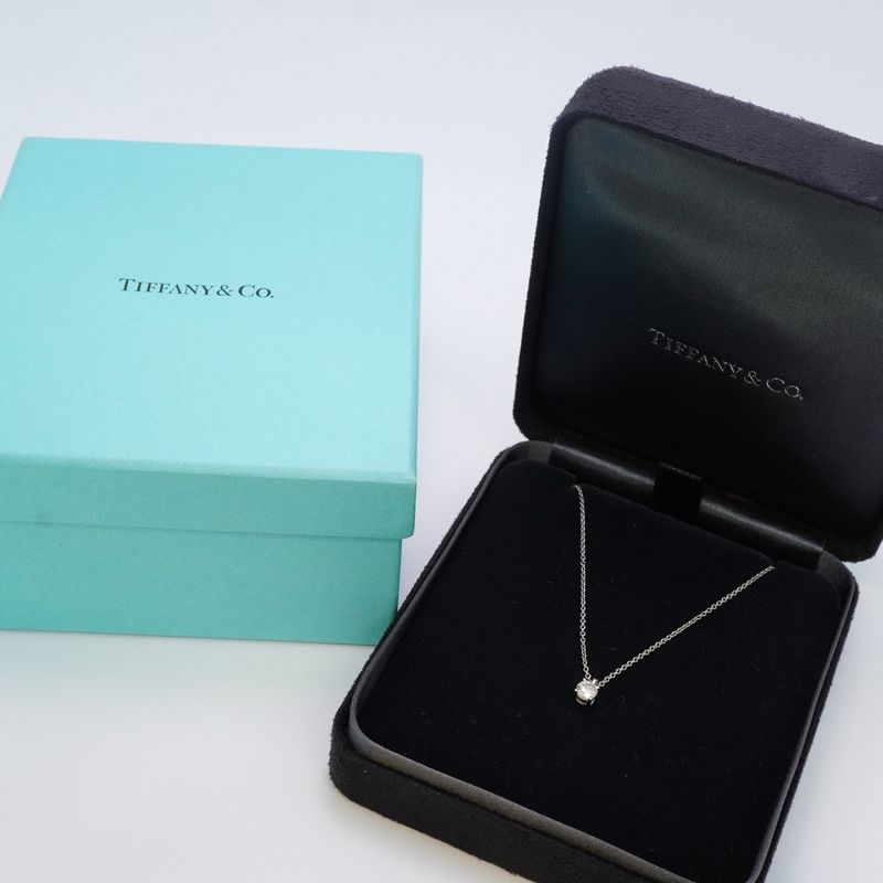 Tiffany & Co Necklace Solitaire 1PD Pt950 Platinum Diamond 026ct Ladies