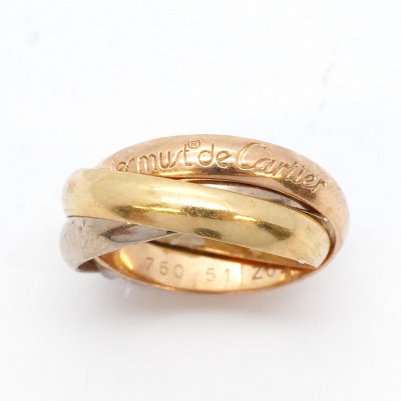 Cartier Ring Trinity 18K Yellow Gold Yellow Gold 18K White Gold White Togo Old