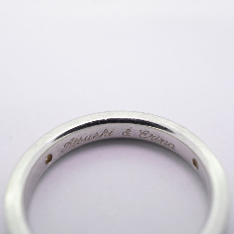 Tiffany & Co Ring Flat Band 3PD Pt950 Platinum Diamond #75 Ladies