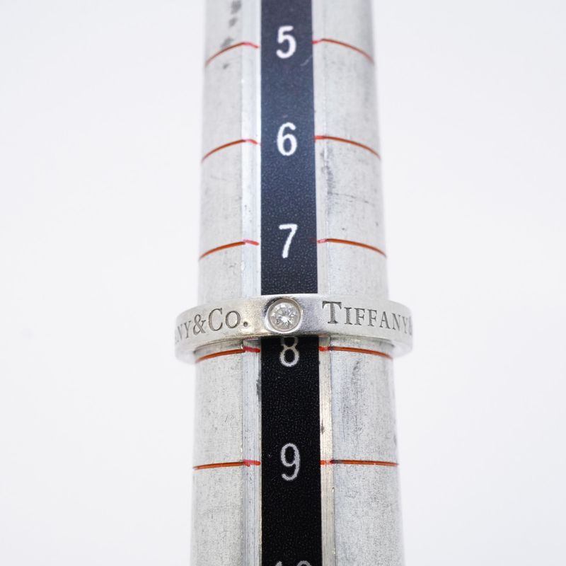 Tiffany & Co Ring Flat Band 3PD Pt950 Platinum Diamond #75 Ladies