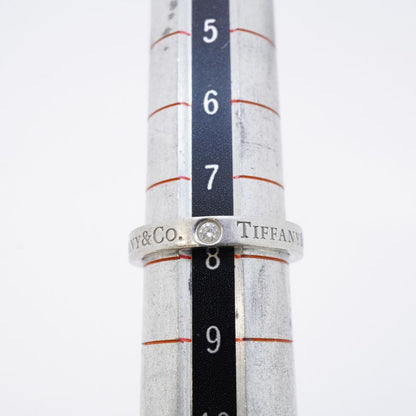 Tiffany & Co Ring Flat Band 3PD Pt950 Platinum Diamond #75 Ladies
