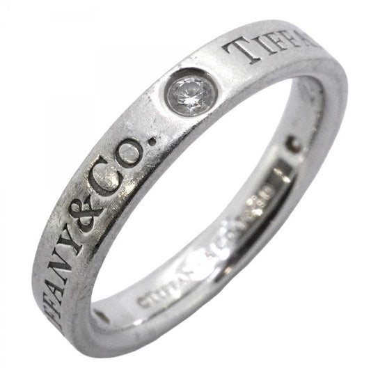 Tiffany & Co Ring Flat Band 3PD Pt950 Platinum Diamond #75 Ladies