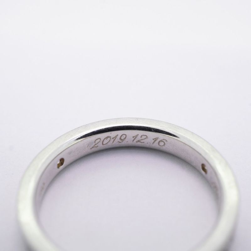 Tiffany & Co Ring Flat Band 3PD Pt950 Platinum Diamond #75 Ladies