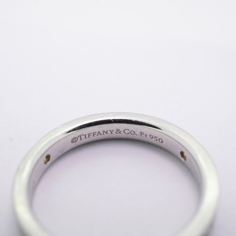 Tiffany & Co Ring Flat Band 3PD Pt950 Platinum Diamond #75 Ladies