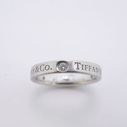 Tiffany & Co Ring Flat Band 3PD Pt950 Platinum Diamond #75 Ladies