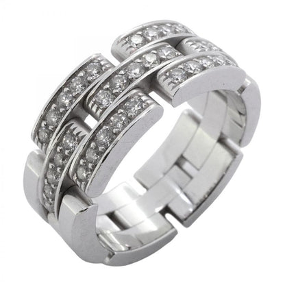 Cartier Ring Mayon Panthère 18K White Gold White Togo Old Diamond #57 Men Women