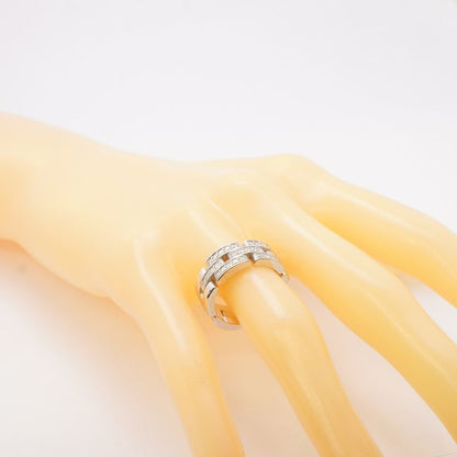 Cartier Ring Mayon Panthère 18K White Gold White Togo Old Diamond #57 Men Women