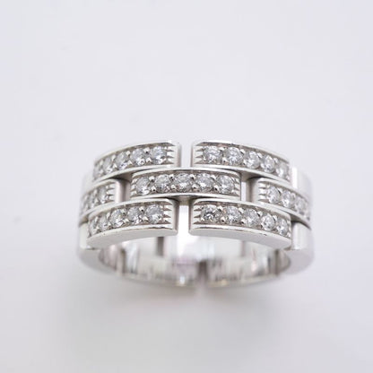 Cartier Ring Mayon Panthère 18K White Gold White Togo Old Diamond #57 Men Women