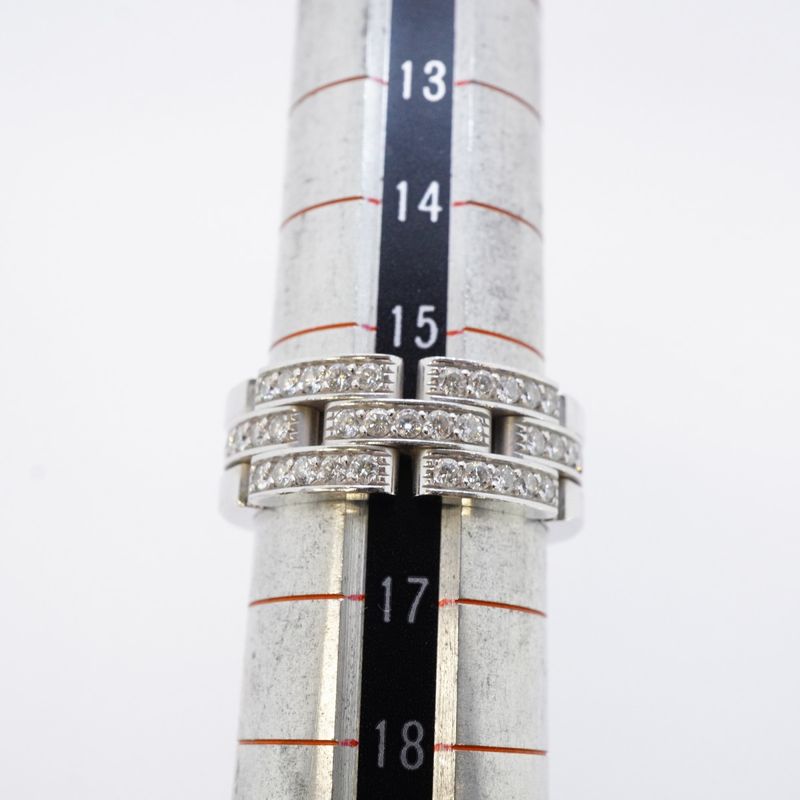 Cartier Ring Mayon Panthère 18K White Gold White Togo Old Diamond #57 Men Women