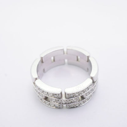 Cartier Ring Mayon Panthère 18K White Gold White Togo Old Diamond #57 Men Women