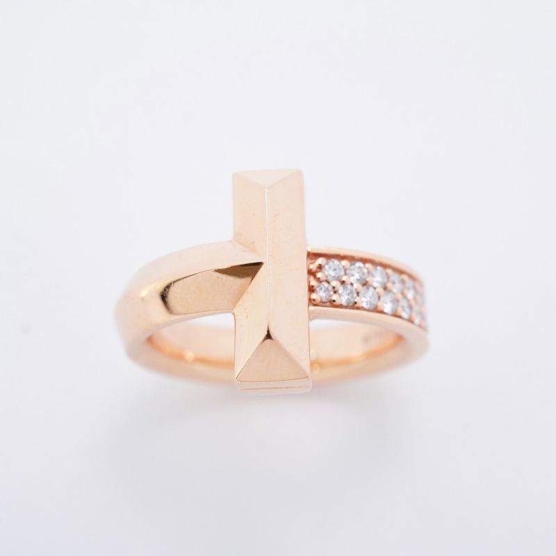 Tiffany & Co Ring T One 18K Pink Gold Pink Gold Diamond 021ct 95 Ladies