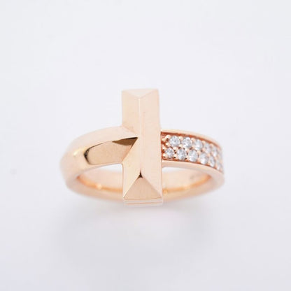 Tiffany & Co Ring T One 18K Pink Gold Pink Gold Diamond 021ct 95 Ladies