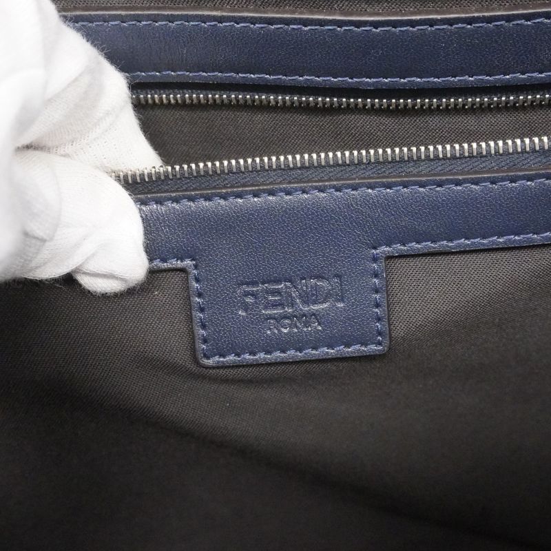 Fendi Tote Bag Zucca Nylon Canvas Gray Navy Silver Hardware 2way Bag Men's