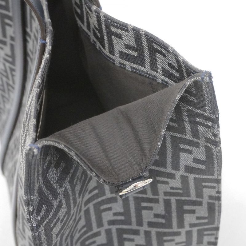 Fendi Tote Bag Zucca Nylon Canvas Gray Navy Silver Hardware 2way Bag Men's