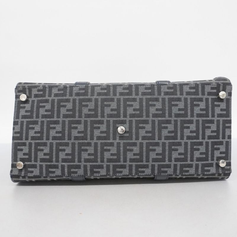 Fendi Tote Bag Zucca Nylon Canvas Gray Navy Silver Hardware 2way Bag Men's