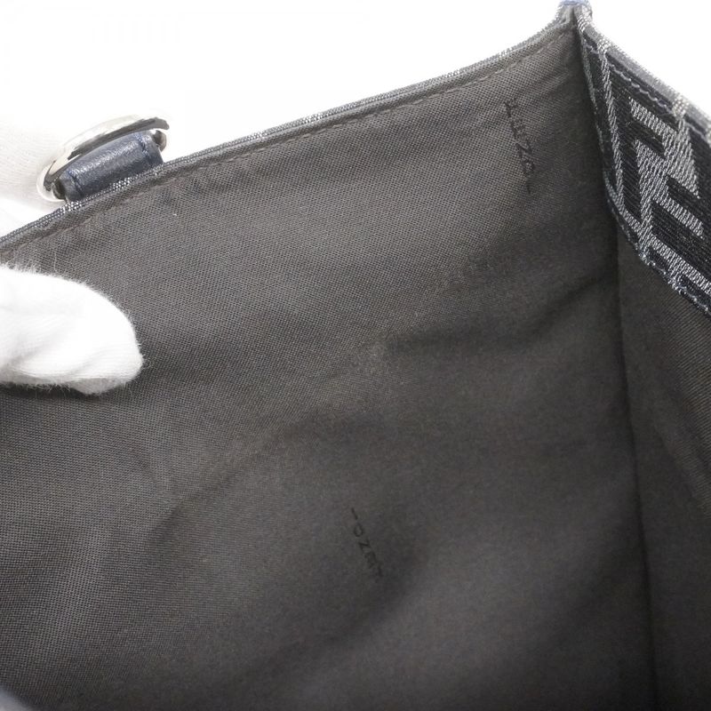 Fendi Tote Bag Zucca Nylon Canvas Gray Navy Silver Hardware 2way Bag Men's