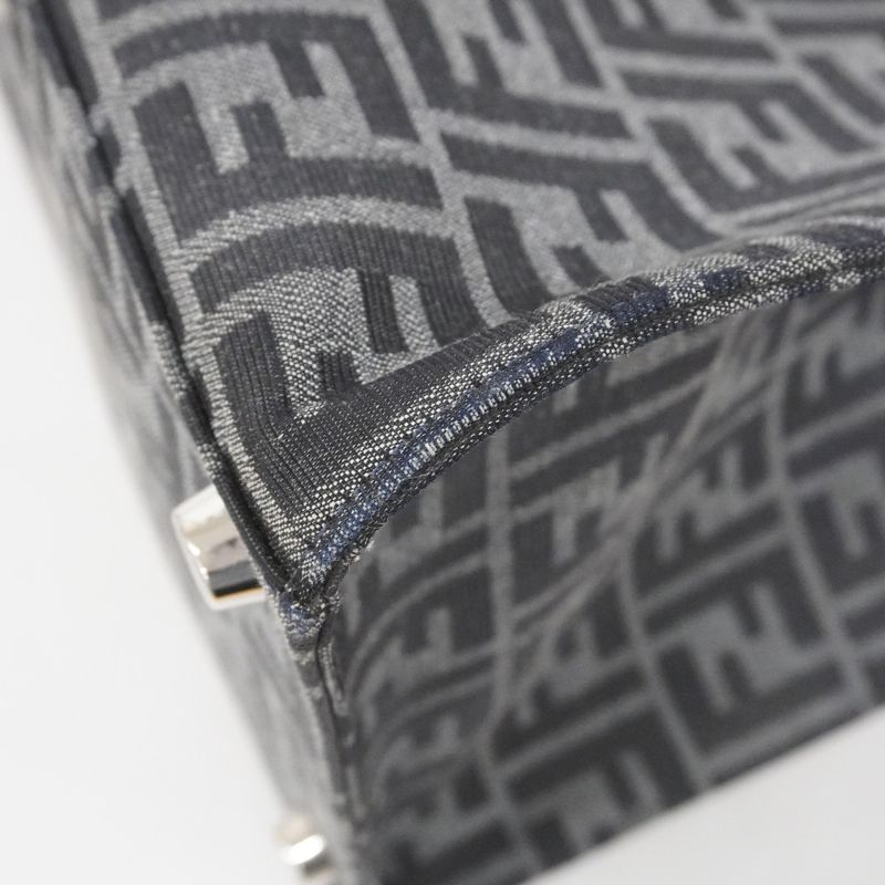 Fendi Tote Bag Zucca Nylon Canvas Gray Navy Silver Hardware 2way Bag Men's