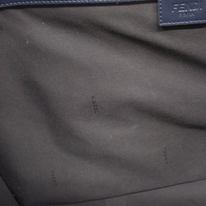 Fendi Tote Bag Zucca Nylon Canvas Gray Navy Silver Hardware 2way Bag Men's