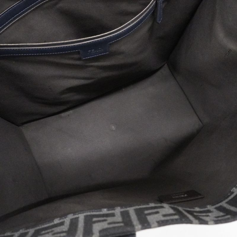 Fendi Tote Bag Zucca Nylon Canvas Gray Navy Silver Hardware 2way Bag Men's