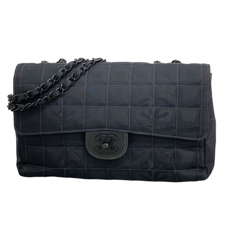Chanel Shoulder Bag New Travel Chocobar Nylon Black Cles Deuce