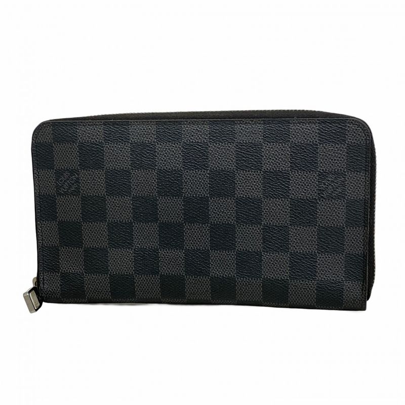 Louis Vuitton Long Wallet Damier Graphite Zippy Organizer N63077 Black Men's