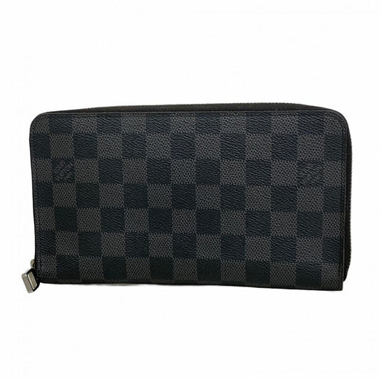 Louis Vuitton Long Wallet Damier Graphite Zippy Organizer N63077 Black Men's