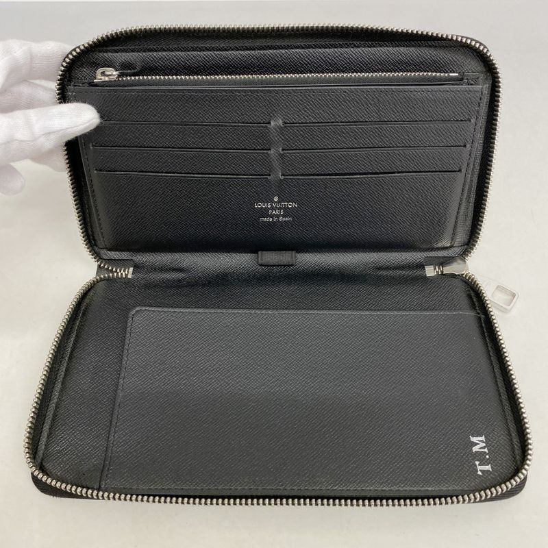 Louis Vuitton Long Wallet Damier Graphite Zippy Organizer N63077 Black Men's