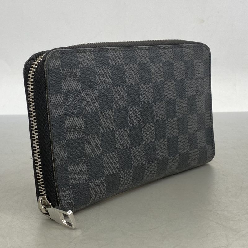 Louis Vuitton Long Wallet Damier Graphite Zippy Organizer N63077 Black Men's