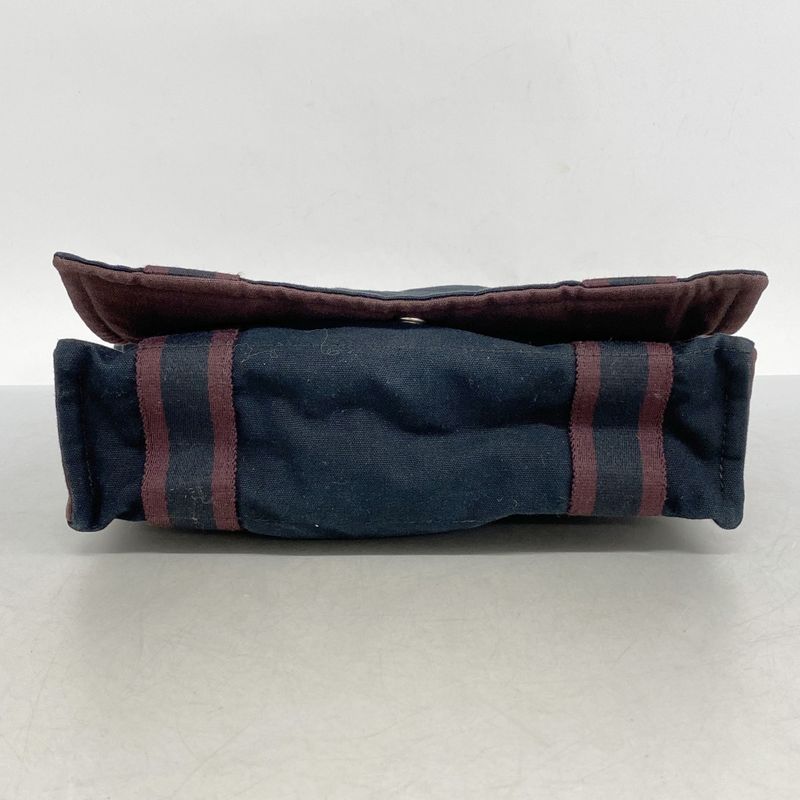 Hermes Shoulder Bag Fourre Tout Bassus PM Canvas Black Bordeaux Silver Hardware