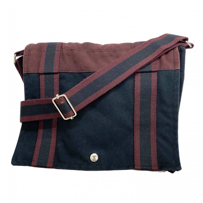 Hermes Shoulder Bag Fourre Tout Bassus PM Canvas Black Bordeaux Silver Hardware