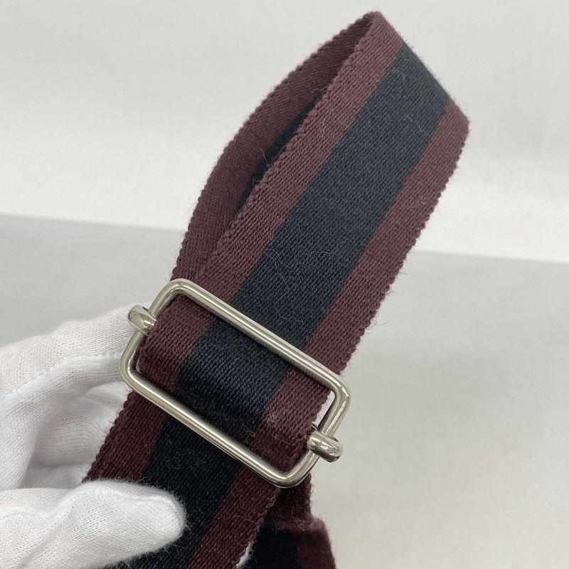 Hermes Shoulder Bag Fourre Tout Bassus PM Canvas Black Bordeaux Silver Hardware