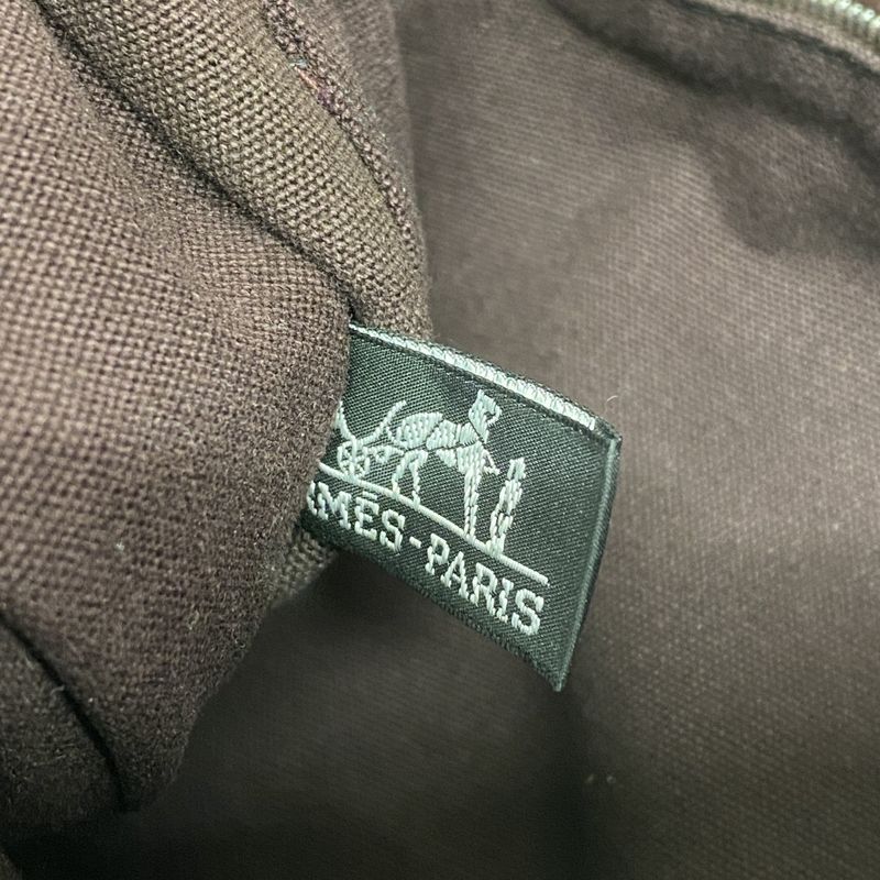 Hermes Shoulder Bag Fourre Tout Bassus PM Canvas Black Bordeaux Silver Hardware