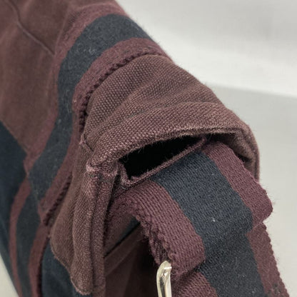Hermes Shoulder Bag Fourre Tout Bassus PM Canvas Black Bordeaux Silver Hardware