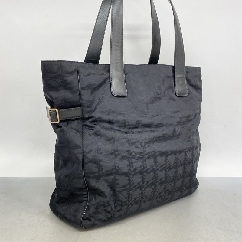 Chanel Tote New Travel Nylon Black Chien Pan Gold Hardware Women's