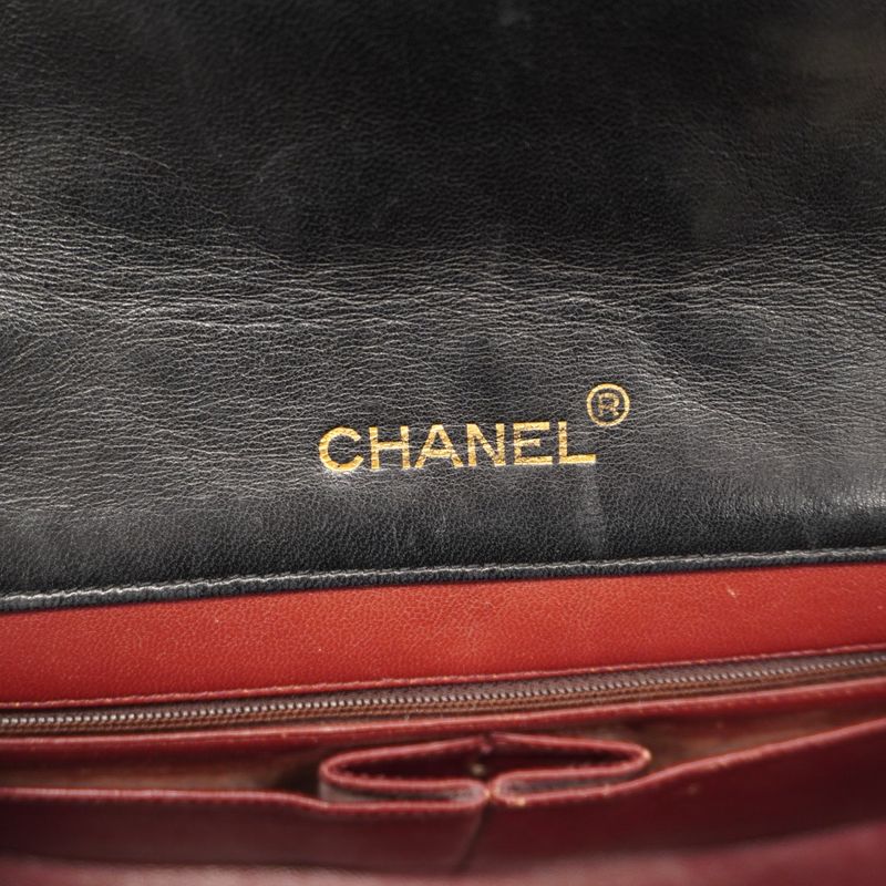 Chanel Shoulder Bag Matelasse Lambskin Black Gold Hardware Women