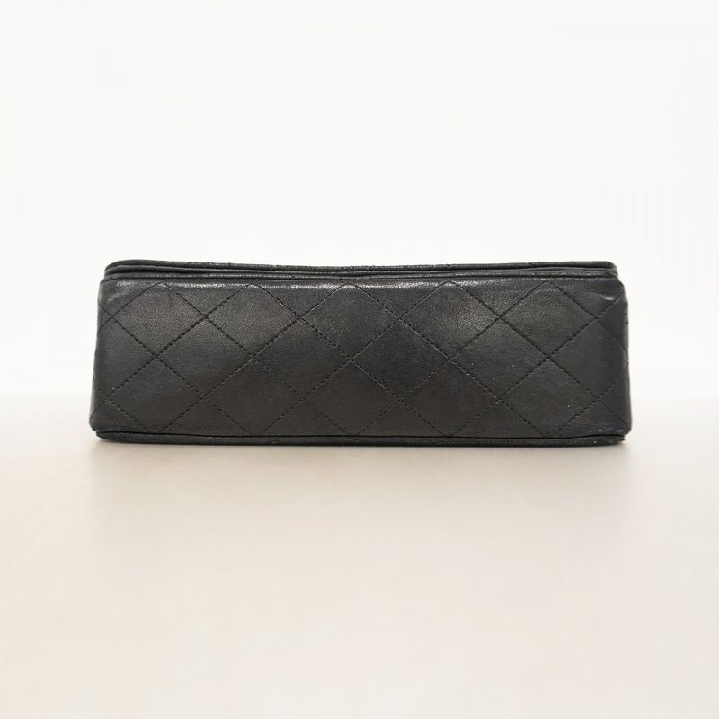 Chanel Shoulder Bag Matelasse Lambskin Black Gold Hardware Women