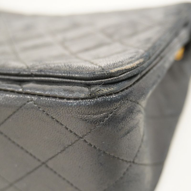 Chanel Shoulder Bag Matelasse Lambskin Black Gold Hardware Women