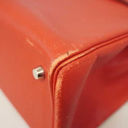 Hermes Tote Bag Cabas Na Courchevel Rouge Cazac Silver Hardware □H Engraved